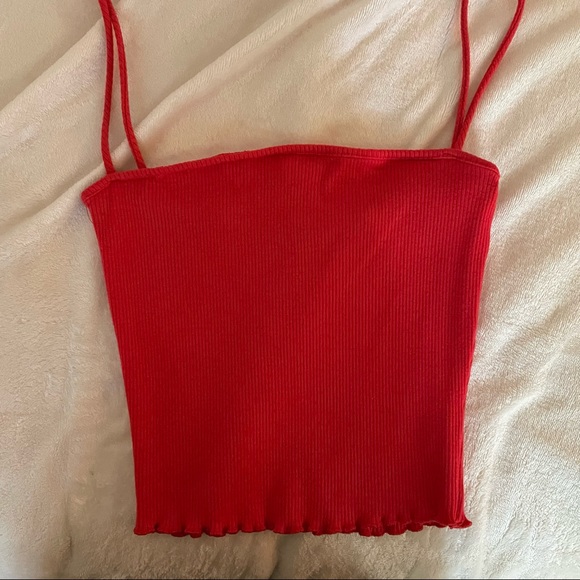 Ribbed Red Crop Tank Mendocino Room Service M - Picture 2 of 5
